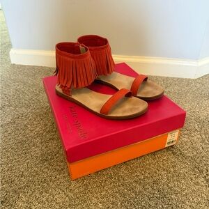 Kate Spade Vibrant Orange Fringe Sandals